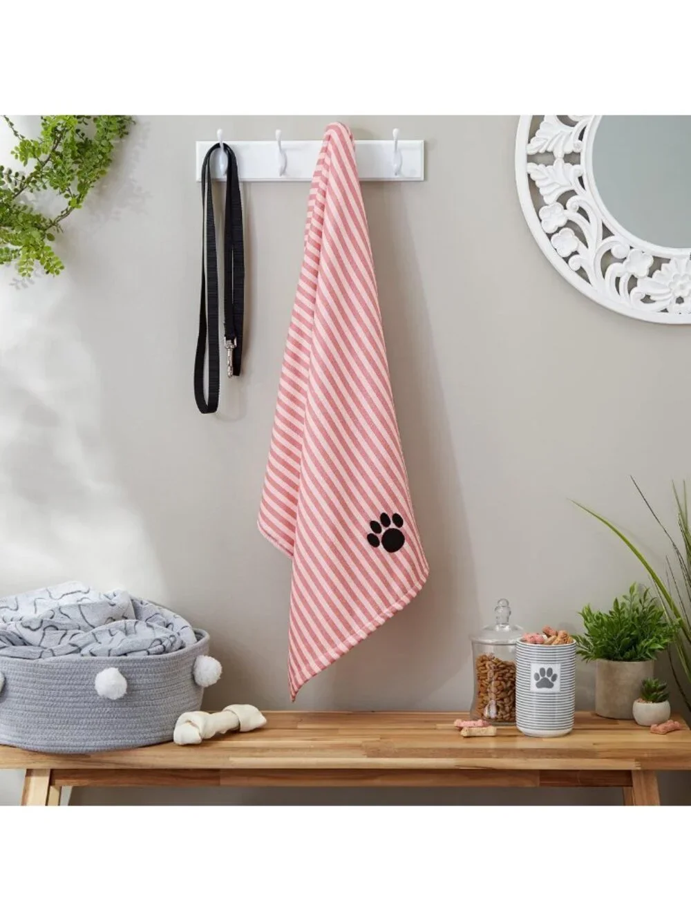 X-Large Microfiber Pet Grooming Towel - Soft, Absorbent, Striped Design, 41x23.5